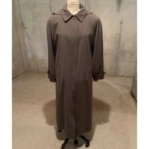 *SOLD* Vintage ANNE KLEIN Moss Green Full-Length Oversized TRENCH COAT w/ Hood